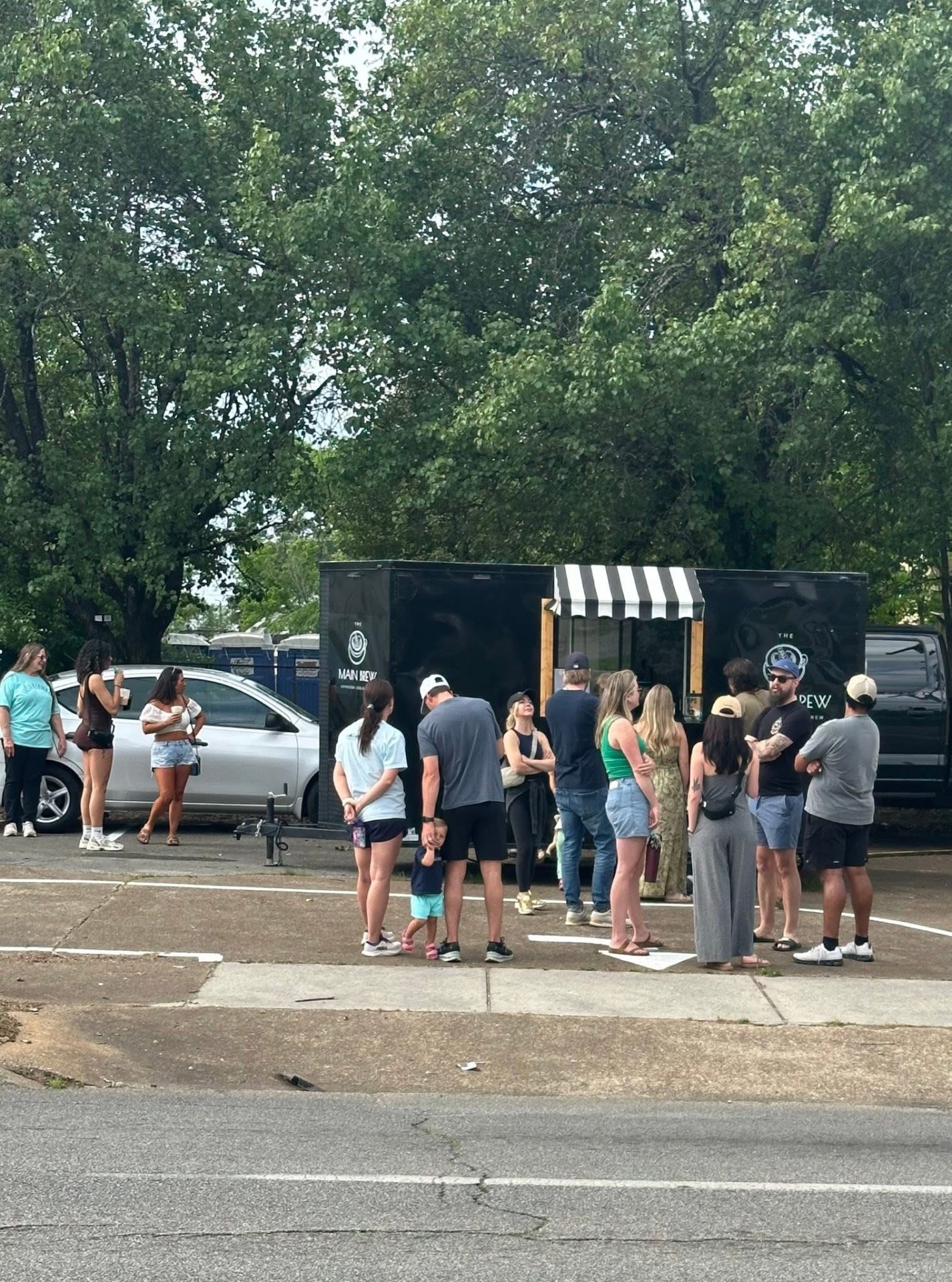 A crowd at the Main Brew trailer